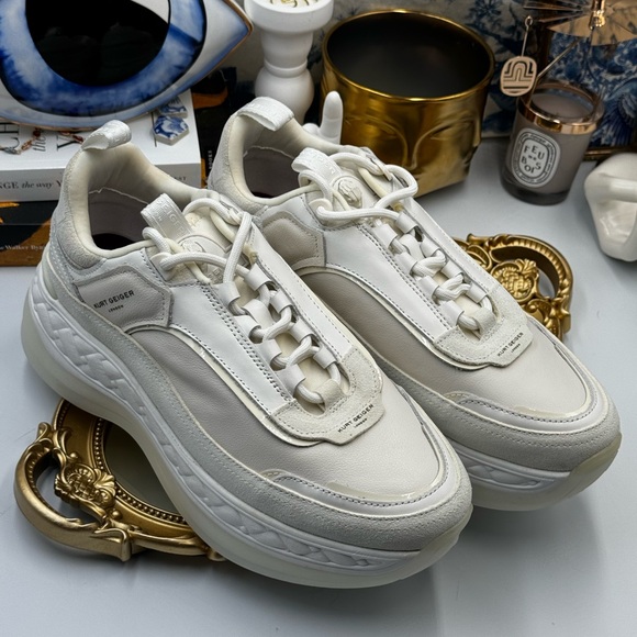 🆕 KURT GEIGER LONDON 🧿 NWOB Kensington Pump Platform Sneaker -All White, Sz 41 - Picture 7 of 15